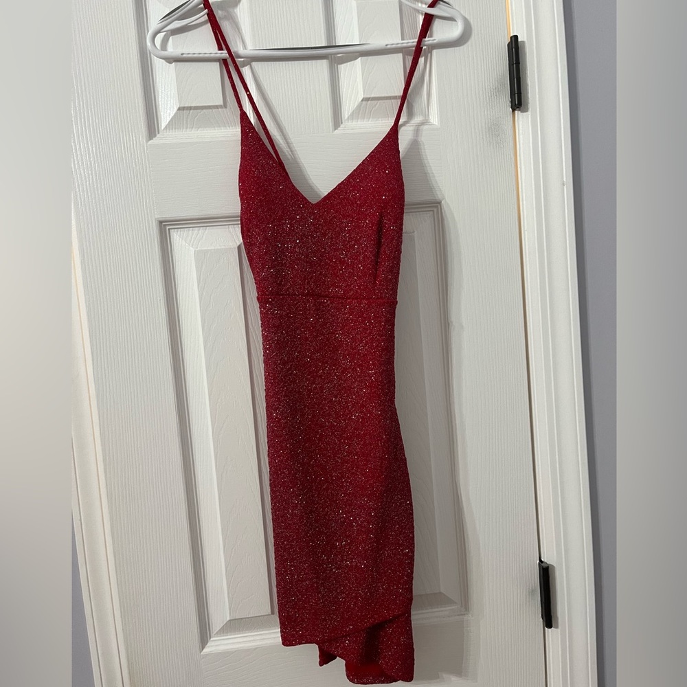 Women's Large Sparkly Red Mini Dress